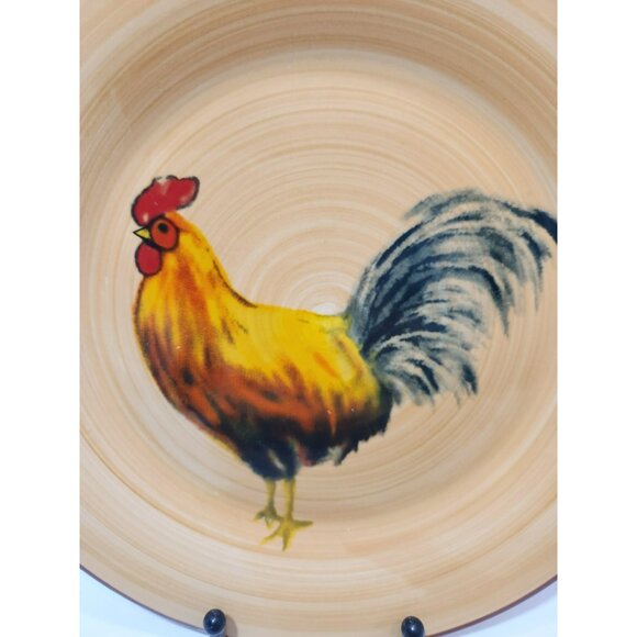 Oneida Casual Settings  Morning Rooster 10" Dinner Plates Set Of 5 Brushed Tan - Picture 6 of 9